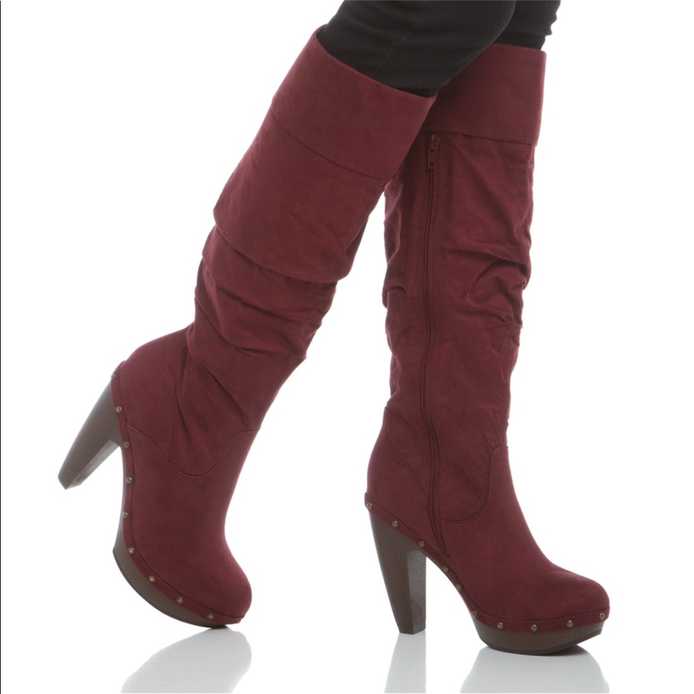 shoedazzle faux suede heeled boots size 9